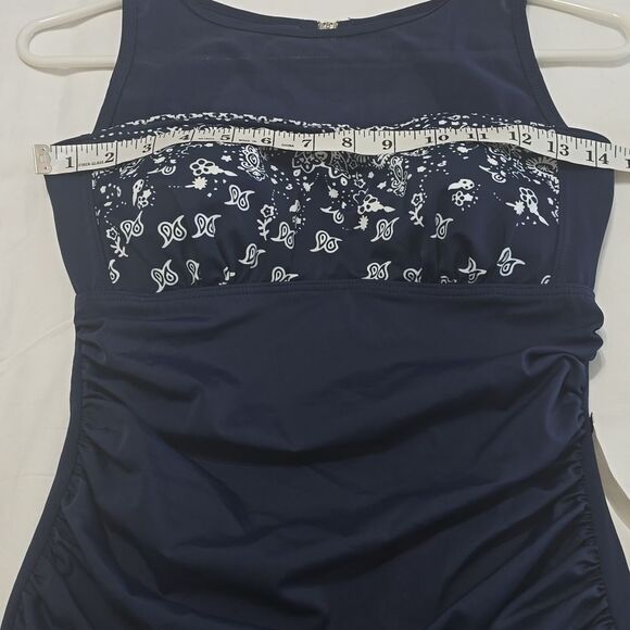 Perona Navy Tummy Control One Piece Swimsuit Bathing Suit Size 6 NWT PR66805 - Picture 4 of 8